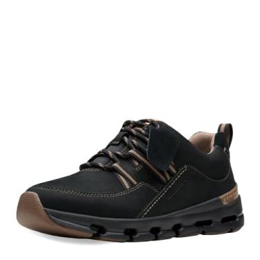 Imagem de Clarks Tênis feminino impermeável Nature X Tie, Nobuck preto combinado, 8.5 Wide