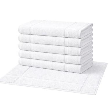 Imagem de Pearl Linens Pacote com 6 tapetes de banho de algodão laváveis 45 x 63 cm - conjunto de tapetes de banheiro macios e absorventes, não tapetes de banheiro após o chuveiro, tapete de banheira felpudo