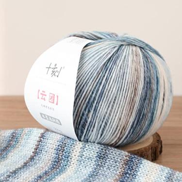 Imagem de SHIKE Cloud-Cluster, fio de cor arco-íris, lã macia e algodão gradiente multicolorida para tricô ou crochê. 38% algodão, 18% lã, 44% acrílico, 200g 458m (YT01)