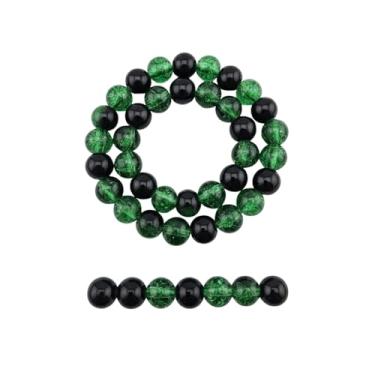 Imagem de DandS ltd Contas de vidro Crackle Lampwork para fabricação de joias, verde escuro, pulseiras vibrantes, colares, brincos, suprimentos de miçangas e kits de artesanato para joias artesanais, 80 peças