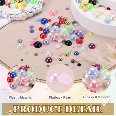 Imagem de Generic 1000 peças de meia pérola para artesanato, 6 mm de plástico metade flatback imitação de pérolas cabochão contas soltas strass para artesanato DIY roupas copo sapatos enfeite unhas (bege AB)