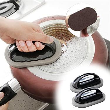 Imagem de 2 Pack Esponja de Lixa Escova Panelas Cozinha Limpador Ferramenta Limpeza Ferrugem Prato na Pia Descontaminação Banheiro