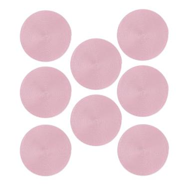 Imagem de Kit Lugar Americano Redondo Polipropileno PP 38cm Mesa Posta 8 Peças Rosa