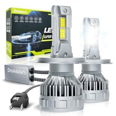 Imagem de Kit Ultra Lâmpada LED Daskan H4 36000LM 6500K Branco Frio, 2 Lâmpadas 100W Super Brilho com Canceller e Reator, IP68, 12-24V, Cinza