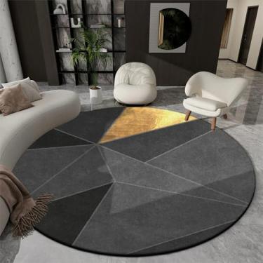 Imagem de Tapetes redondos geométricos para sala de estar, decoração de luxo, tapetes grandes e felpudos para quarto, escritório, cadeira, tapete de chão macio (140 x 140 cm/Flanela - 8)