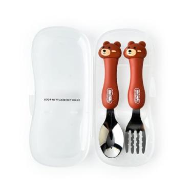 Imagem de 2 Peças Conjunto de Transporte para Viagem Utensílios Portáteis Crianças Colher Bebê com Estojo