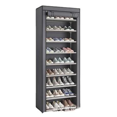 Imagem de Sapateira Organizadora 9 Andares para 27 Pares | Armário Multiuso Desmontável Fácil de Montar para Casa e Quarto(CINZA 9 andares)