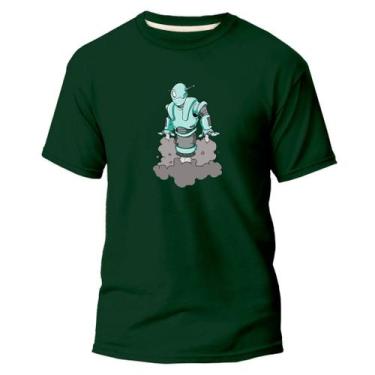 Imagem de Camiseta Basica Algodão Premium Estampada Robô Fumaça - Pavesi, Verde,