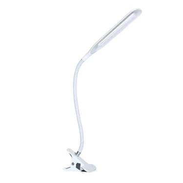 Imagem de Luminária LED de Mesa com Presilha, Alimentação USB, Braço Flexível Ajustável 360°, 5W, ABS e Metal, Preto ou Branco (Branco)
