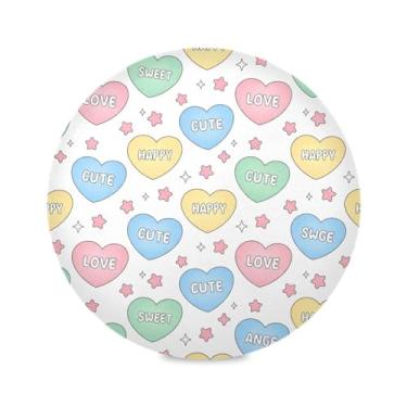 Imagem de Wassud Jogo americano com corações coloridos tapetes de mesa redondos para cozinha e jantar tapetes laváveis resistentes ao calor decoração de mesa 39 cm