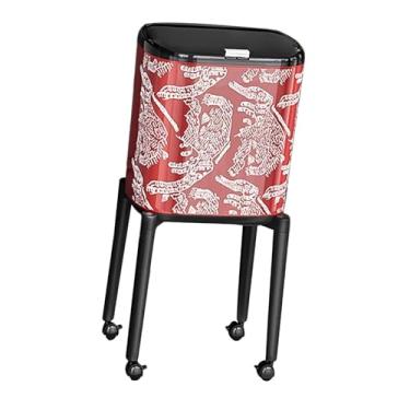 Imagem de Bothyi Lixeira com Rodas, Lixeira Estreita, Cesto de Lixo para Banheiro, Berçário, Listras Vermelhas