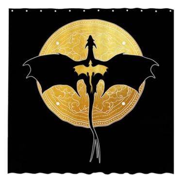 Imagem de Funnytree Cortina de chuveiro preta Book Loves Dragon Wing 183 cm x 183 cm - Tecido impermeável para decoração de banheiro para mulheres, adolescentes, fãs, filha, irmã, durável, fácil de cuidar