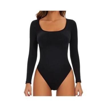 Imagem de Body Feminino Sem Costura De Manga Longa Com Abertura Na Parte Íntima,