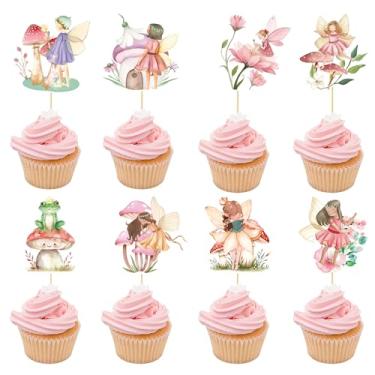 Imagem de 32 peças de enfeite de cupcake de fada suprimentos de festa de chá de bebê decoração de cupcake para festa de aniversário de fada suprimentos de cupcake