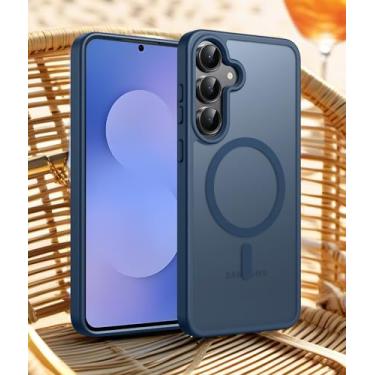 Imagem de Capa para Samsung Galaxy S25 FE, compatível com MagSafe, proteção de grau militar à prova de choque, capa de celular transparente magnética antiamarelamento, antiarranhões, capa protetora para celular