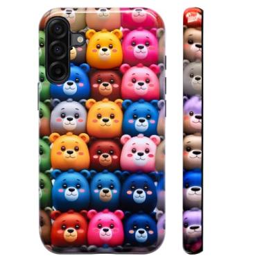 Imagem de Bcov Capa de camada dupla para Galaxy A17 5G, ursos fofos coloridos à prova de choque, capa rígida híbrida + capa protetora de silicone para Samsung Galaxy A17 5G