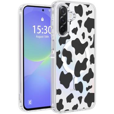 Imagem de Jkvare Capa para Samsung Galaxy A36 compatível com MagSafe, capa protetora magnética sem fio com padrão estético cristalino para mulheres e meninas - estampa de vaca