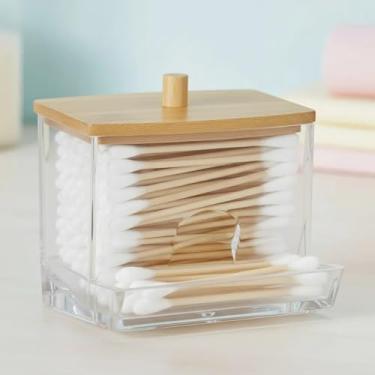 Imagem de Porta Cotonete em Acrílico com Tampa Bambu