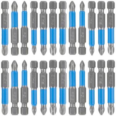 Imagem de Conjunto de 24 peças de chaves de fenda Phillips magnéticas, 1/10.2 cm, haste sextavada, antiderrapante, conjunto de brocas Phillips S2 de liga de aço PH1 PH2 PH3 PZ3 para ferramenta elétrica de chave