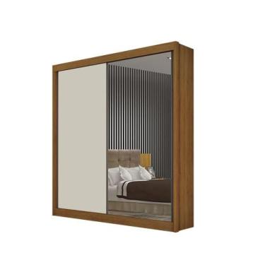 Imagem de Guarda Roupa Casal com Espelho 2 Portas 3 Gavetas 1,86m Freijó e Off W