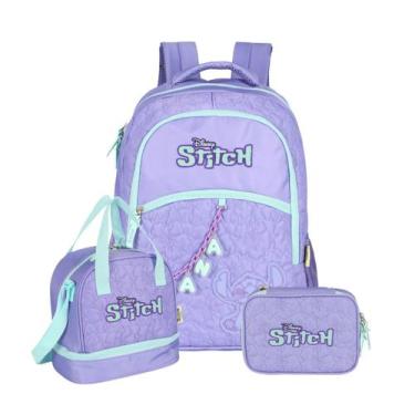 Imagem de Kit Mochila Stitch De Costas Lancheira E Estojo Box Passeio, Roxo
