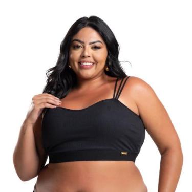 Imagem de Top Plus Size Cropped Sutiã Soutien Conforto Marina Suede Canelado - I