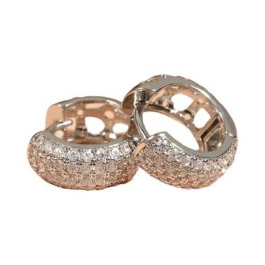 Imagem de Brincos De Argola Redondos Em Ouro, Prata E Cobre Com Zircônia Cúbica 