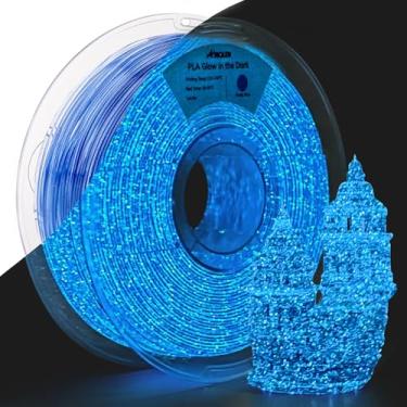 Imagem de AMOLEN Filamento de impressora pla 3d, filamento pla azul vaga-lume brilhante de 1,75 mm que brilha no escuro para impressão 3d, melhor com lâmpadas uv, carretel de 1 kg (2,2 lbs), precisão
