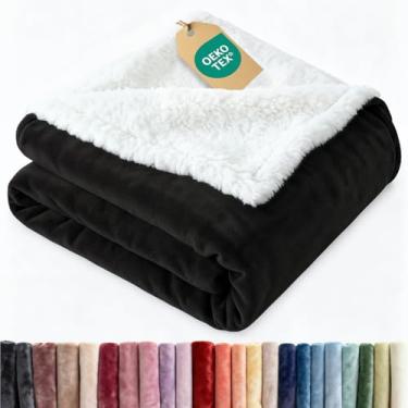 Imagem de Cobertor de lã sherpa tamanho Queen - Cobertor Queen de lã de ovelha reversível - Super macio dupla face para cama, sofá, sofá - grosso, quente, felpudo e felpudo - Roupa de cama luxuosa para o