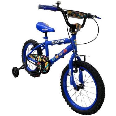 Imagem de Bicicleta Infantil Aro 16 Menino Bicikids Robo Resistente com Rodinhas