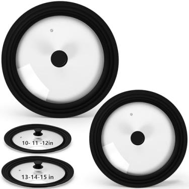 Imagem de Blushtier Conjunto de 2 tampas universais para panelas e frigideiras, serve para panelas de 24 a 38 cm, tampa de substituição extra grande com borda de silicone resistente ao calor, pode ser lavada na