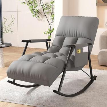 Imagem de Cadeira reclinável de balanço com suporte de panturrilha ajustável em 5 vias, espreguiçadeira externa para acampamento, praia e gramado, confortável assento de sala de estar com gravidade zero