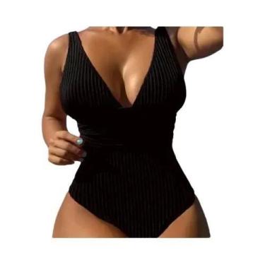 Imagem de Maiô Feminino De Uma Peça Com Decote V, Costas Abertas, Controle De Ba