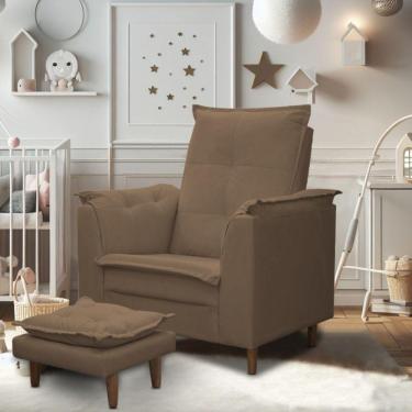 Imagem de Poltrona Maria Para Amamentação E Descanso Com Puff Confortável Suede Marrom Mabe Magazine