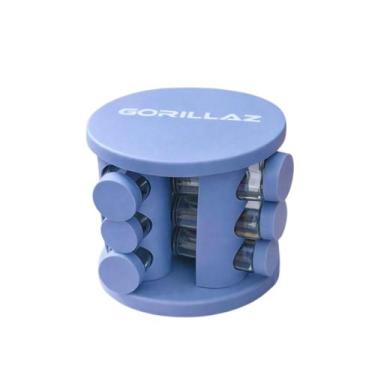 Imagem de Porta Temperos Giratório Vintage Azul 12 Potes de Vidro C/ Tampa Goril