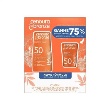 Imagem de Kit Protetor Solar Fps50 Corporal E Facial Cenoura E Bronze 250G