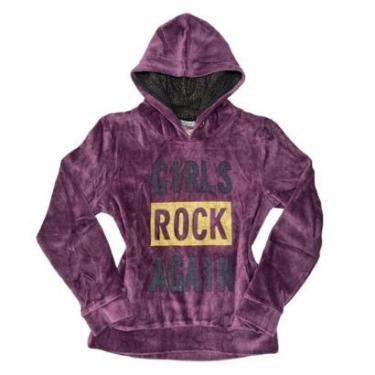 Imagem de Blusa De Frio Moletom Menina Veludo Estilosa Fechada Capuz-Feminino