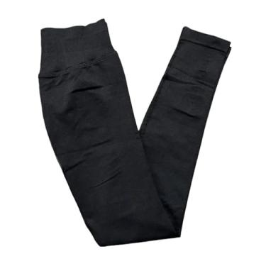 Imagem de tincolia Leggings femininas de alta elasticidade, shorts para levantar o bumbum, ioga, sem costura, controle de barriga, exercícios físicos - Preto-P