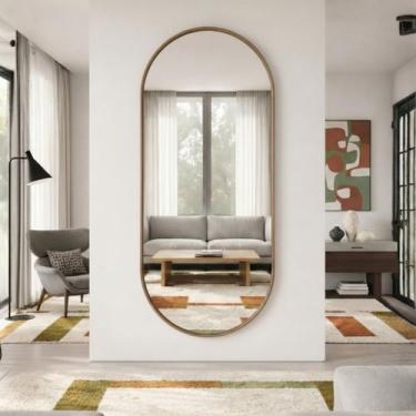 Imagem de Espelho Oval Grande Corpo Inteiro com Moldura 170x70 Decoração Elegant