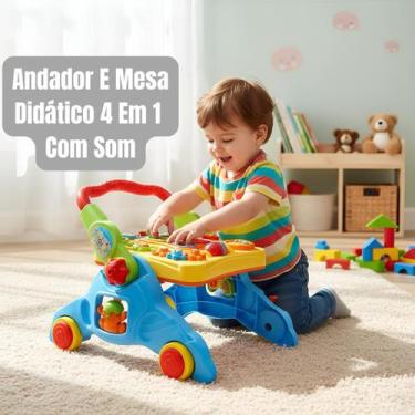 Imagem de Andador E Mesa Mesinha Didático Infantil 4 Em 1 Com Som Musical Com Mú
