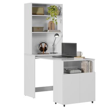 Imagem de Estante Escrivaninha Com Mesa Bancada Retrátil Salt Branco Z06 - Mpozenato