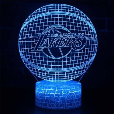 Imagem de Luz noturna LED 3D Lakers Basketball que muda de cor - yiweisai