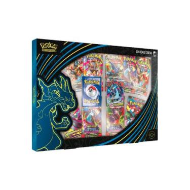 Imagem de Box Pokémon Coleção Mega Charizard X Ex TCG 62 Cartas Copag
