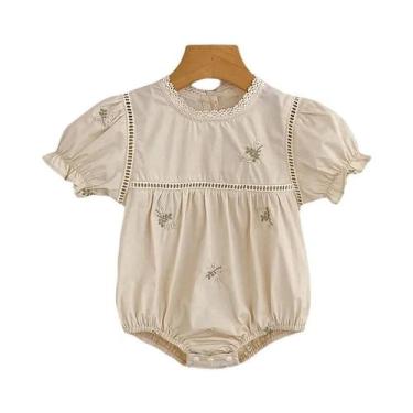 Imagem de Macacão De Algodão Branco Para Bebês Recém-nascidos, Body Macio Com Bo