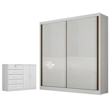 Imagem de Guarda Roupa Solteiro Toledo E Cômoda Seul Neve - Novo Horizonte - MÓV