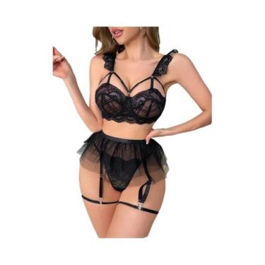 Imagem de Conjunto De Sutiã De Renda Transparente Sexy, Lingerie Fina, Roupa Atr