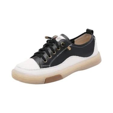 Imagem de Sapatos Femininos De Couro De Vaca, Slip-On, Planos, Casuais Para Verã