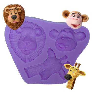 Imagem de Molde Safari Zoológico Silicone Decoração Confeitaria