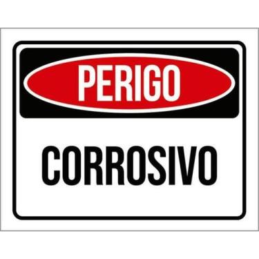 Imagem de Kit 10 Placas Sinalização - Perigo Corrosivo - Sinalizo