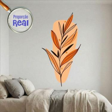 Imagem de Adesivo Floral Boho Laranja Estilo Nórdico 79x150 Minimalista Mod.03